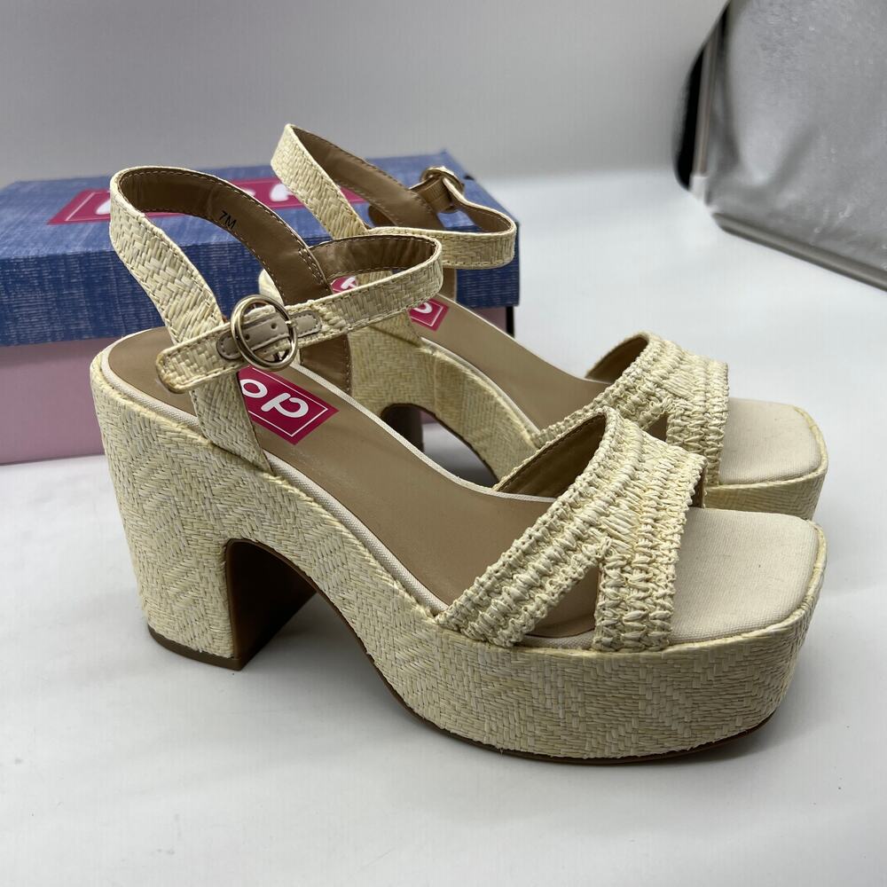Pop Womens Applaud Heeled Sandals Natural Cream Color Size 7M
